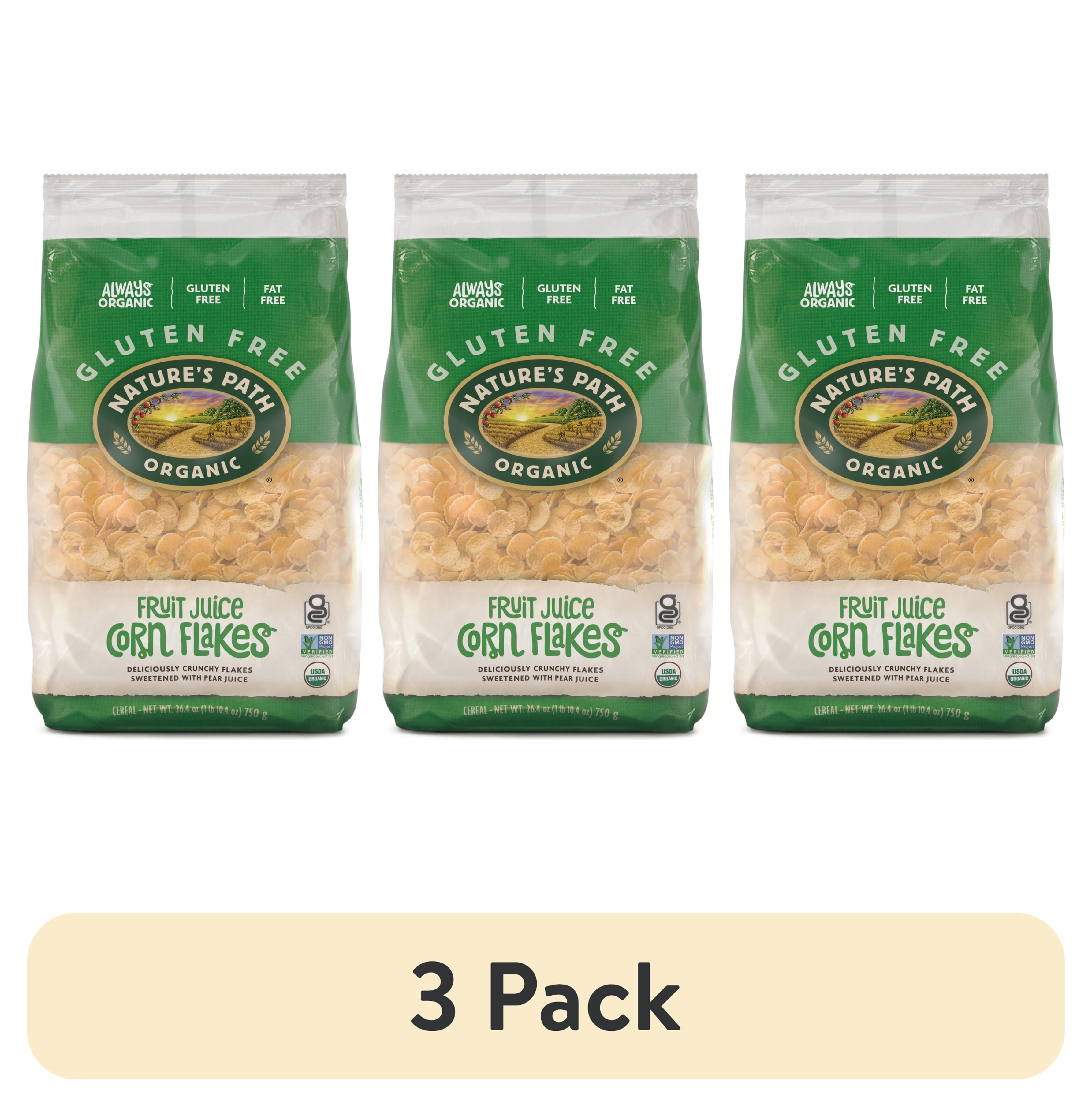 (3 pack) Nature's Path Organic Breakfast Cereal, Fruit Juice Sweetened Corn Flakes, 26.4oz Bag