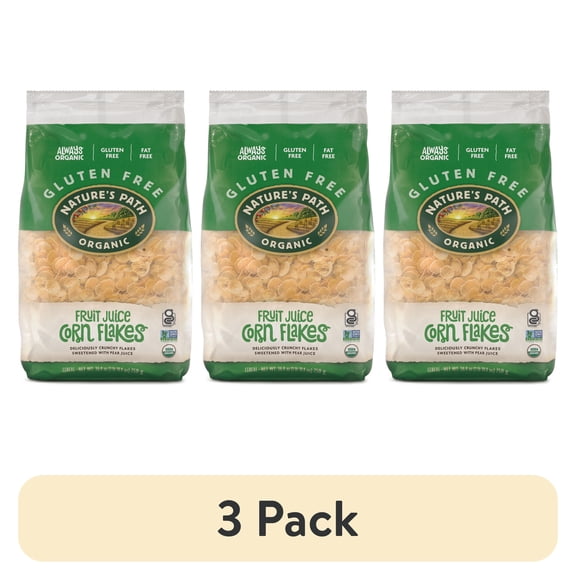 (3 pack) Nature's Path Organic Breakfast Cereal, Fruit Juice Sweetened Corn Flakes, 26.4oz Bag