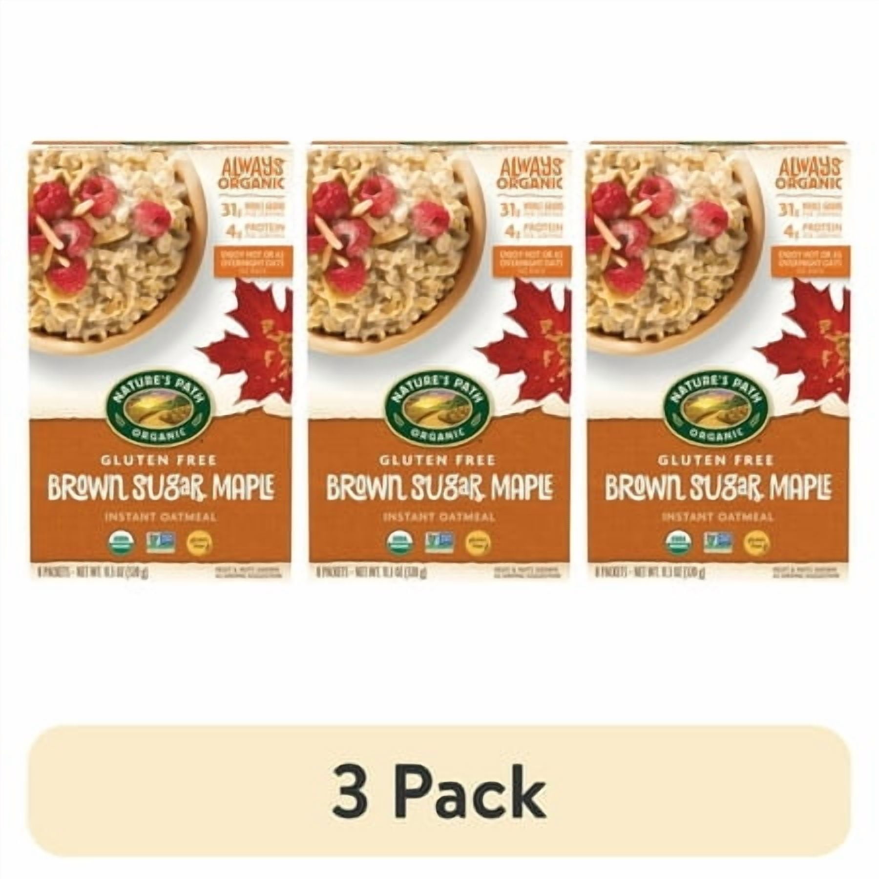 (3 pack) Nature's Path Organic Oatmeal, Brown Sugar Maple Instant, 11.3oz Box