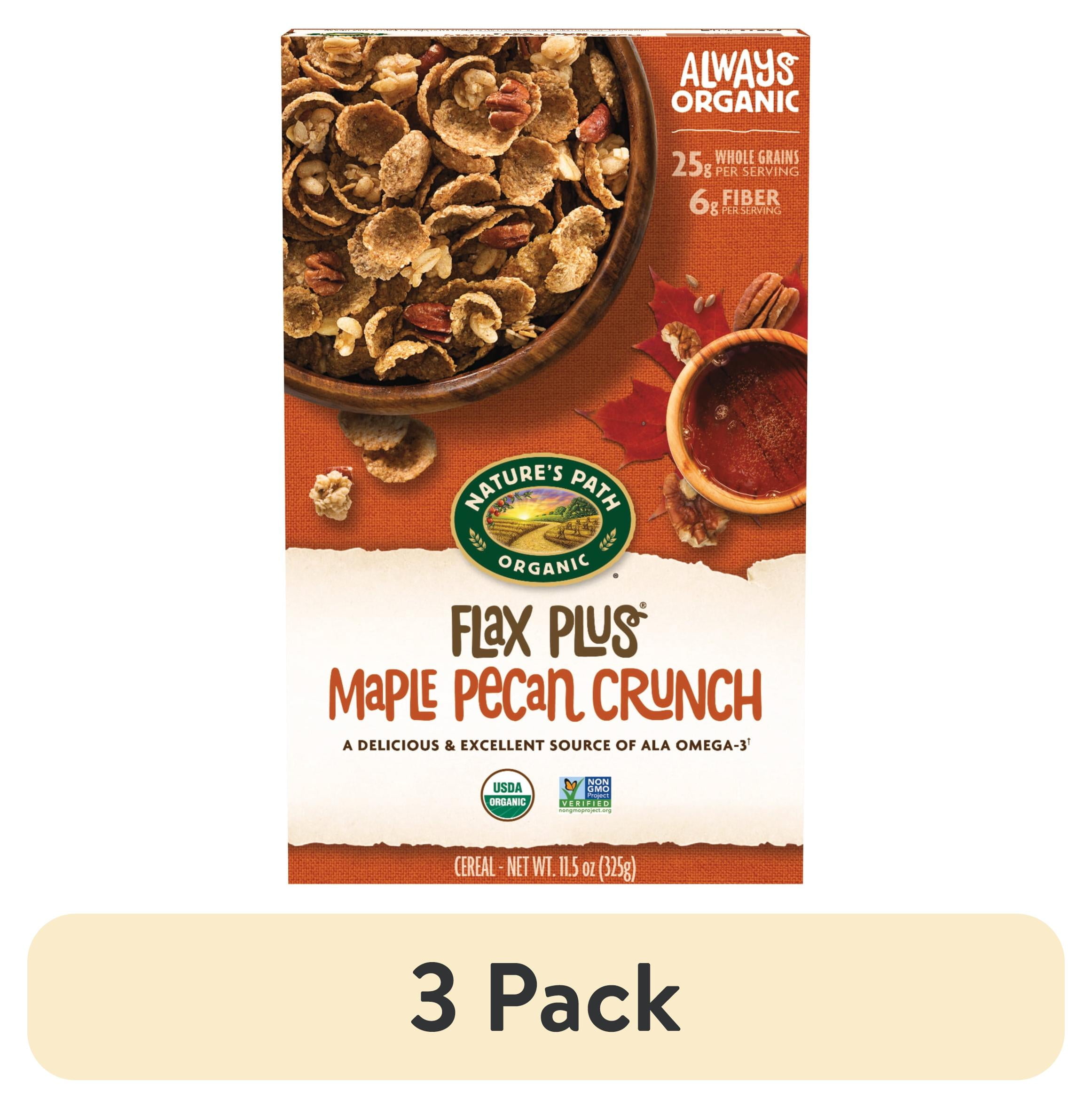 (3 pack) Nature's Path Organic Breakfast Cereal, Flax Plus Maple Pecan Crunch, 11.5oz Box
