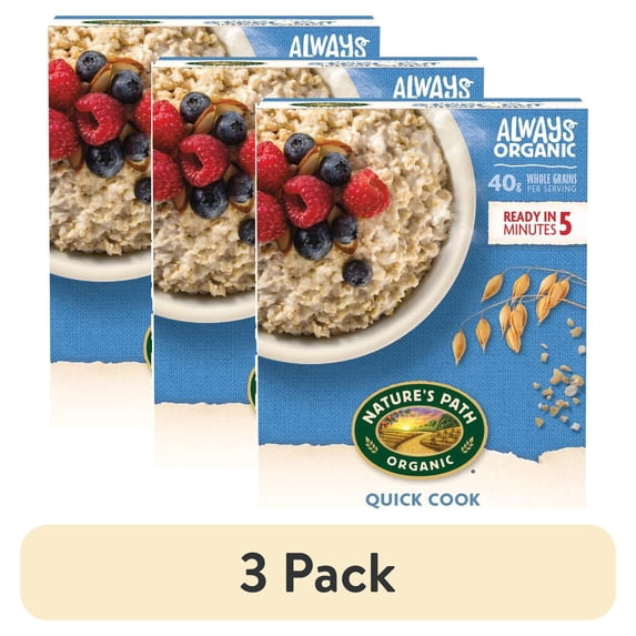(3 pack) Nature's Path Organic Quick Cook Steel Cut Oatmeal 11oz Box