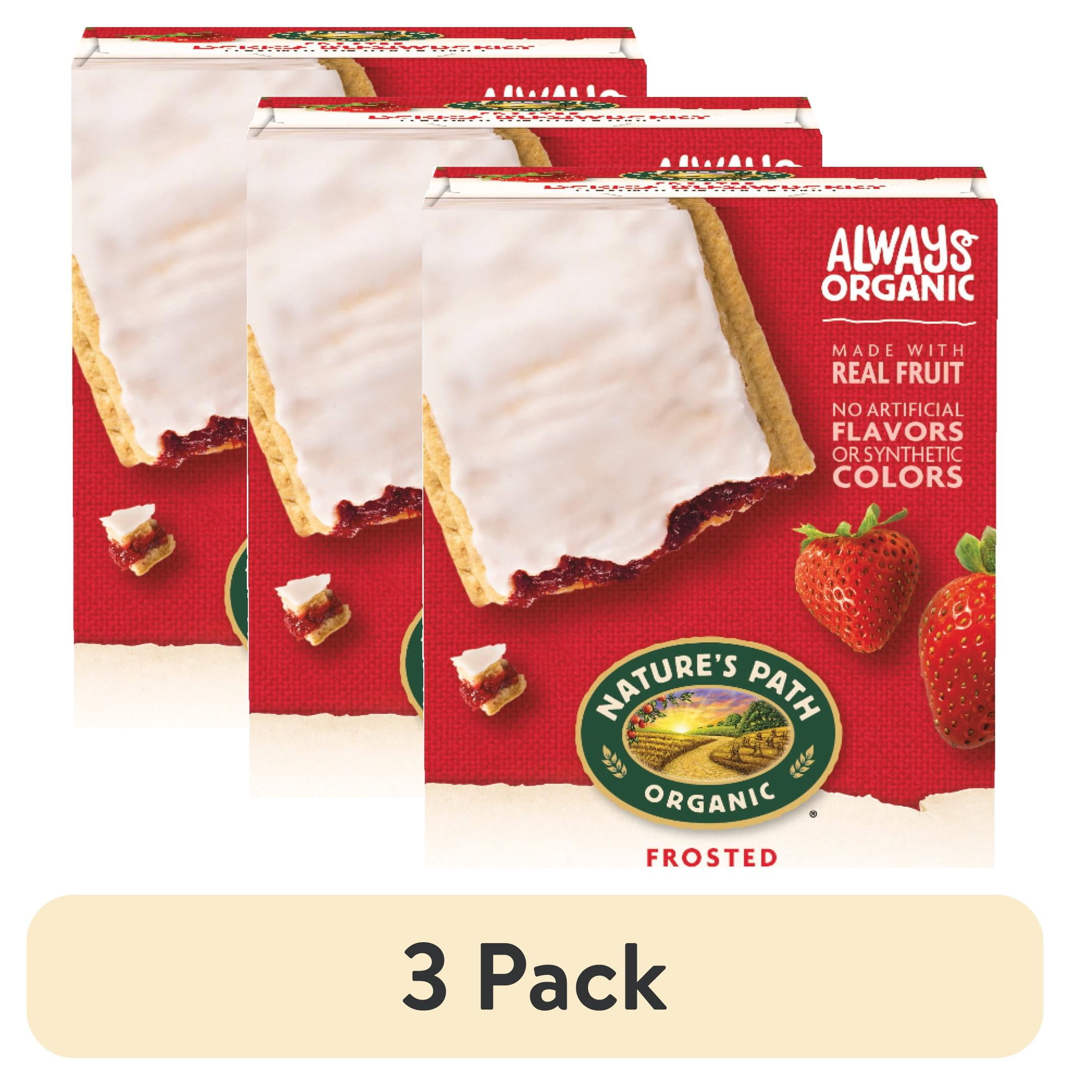(3 pack) Nature's Path Organic Toaster Pastries, Frosted Berry Strawberry, 11oz Box