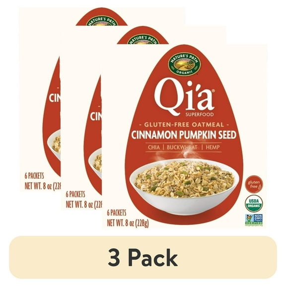 (3 pack) Nature's Path Qi'a Organic Cinnamon Pumpkin Seed Oatmeal 8oz Box