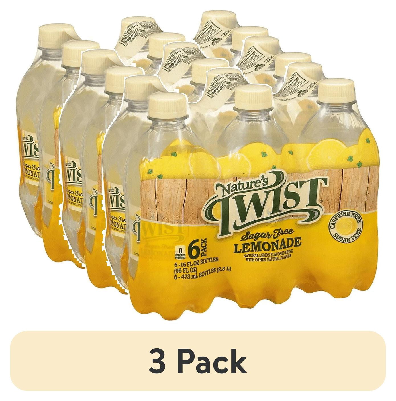 (3 pack) Nature's Twist Sugar Free Lemonade 16 oz 6-Bottle Pack - Refreshing Flavor & Smooth Texture