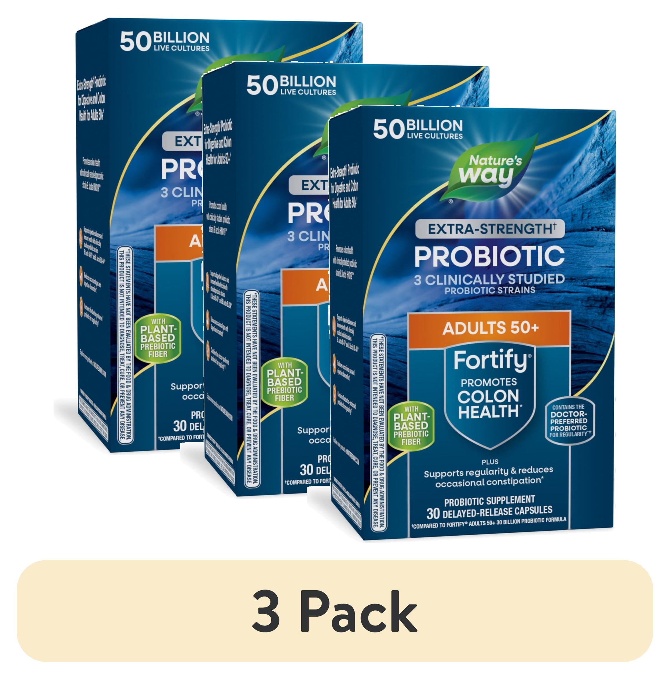 (3 pack) Nature's Way Fortify Extra Strength** Probiotic Age 50+ Capsules, 50 Billion CFU, Unisex, 30 Count