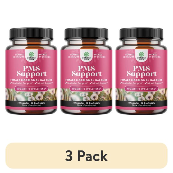 (3 pack) Natures Craft PMS Support Supplement, Menopause Relief and Hormone Balance for Women, 30 Capsules