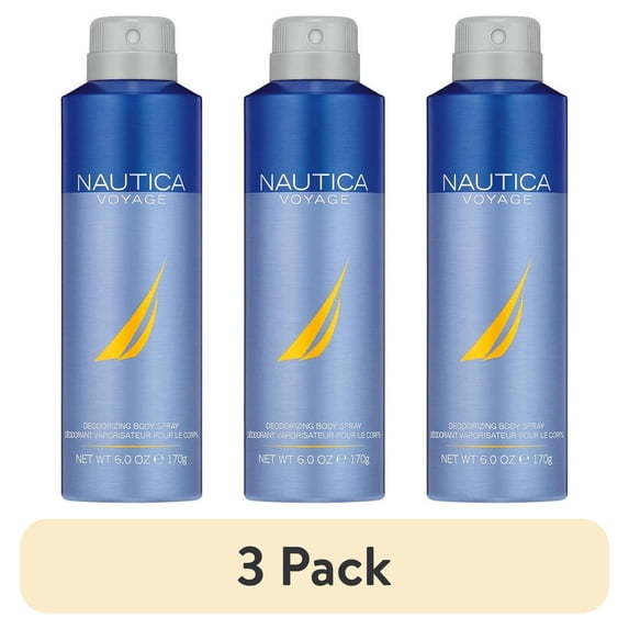 (3 pack) Nautica Voyage Deodorizing Body Spray, 6 oz