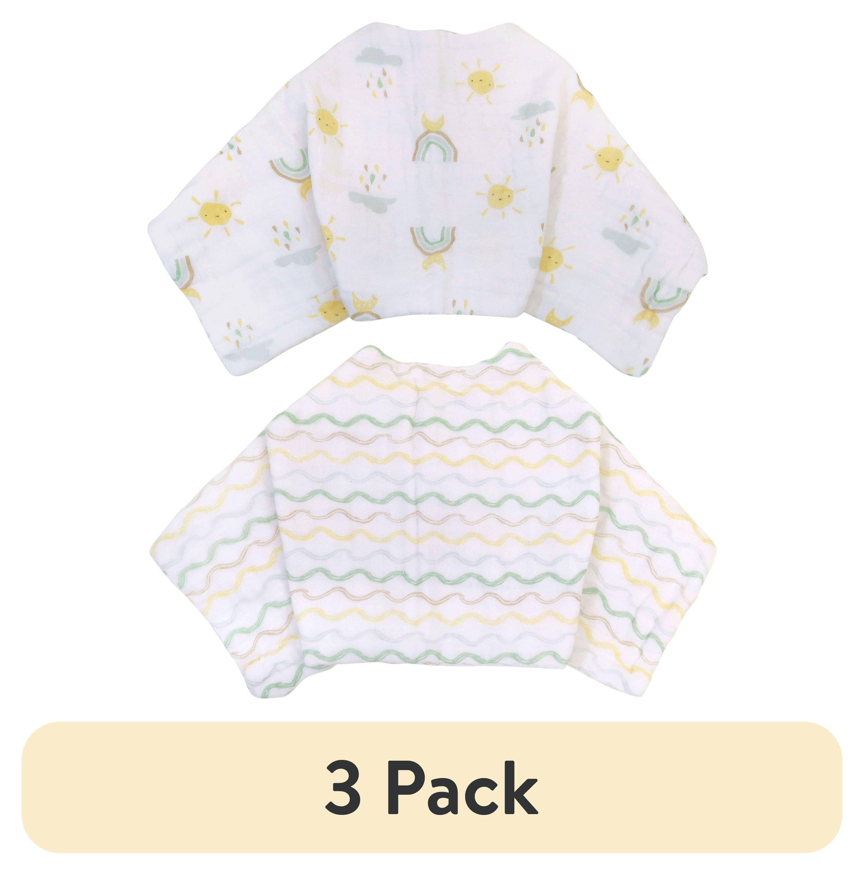(3 pack) Neat Solutions Unisex Newborn Muslin Burp 2 Bib 2 Pack