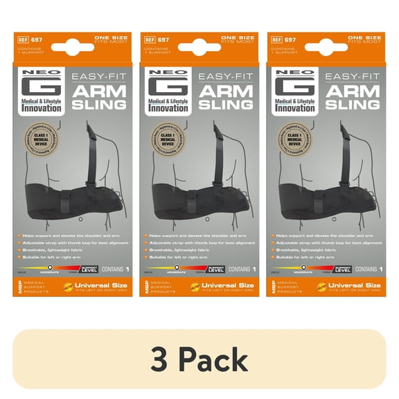 (3 pack) Neo G Easy-Fit Adjustable Arm Sling With Comfort Pad - One Size FSA/HSA Eligible
