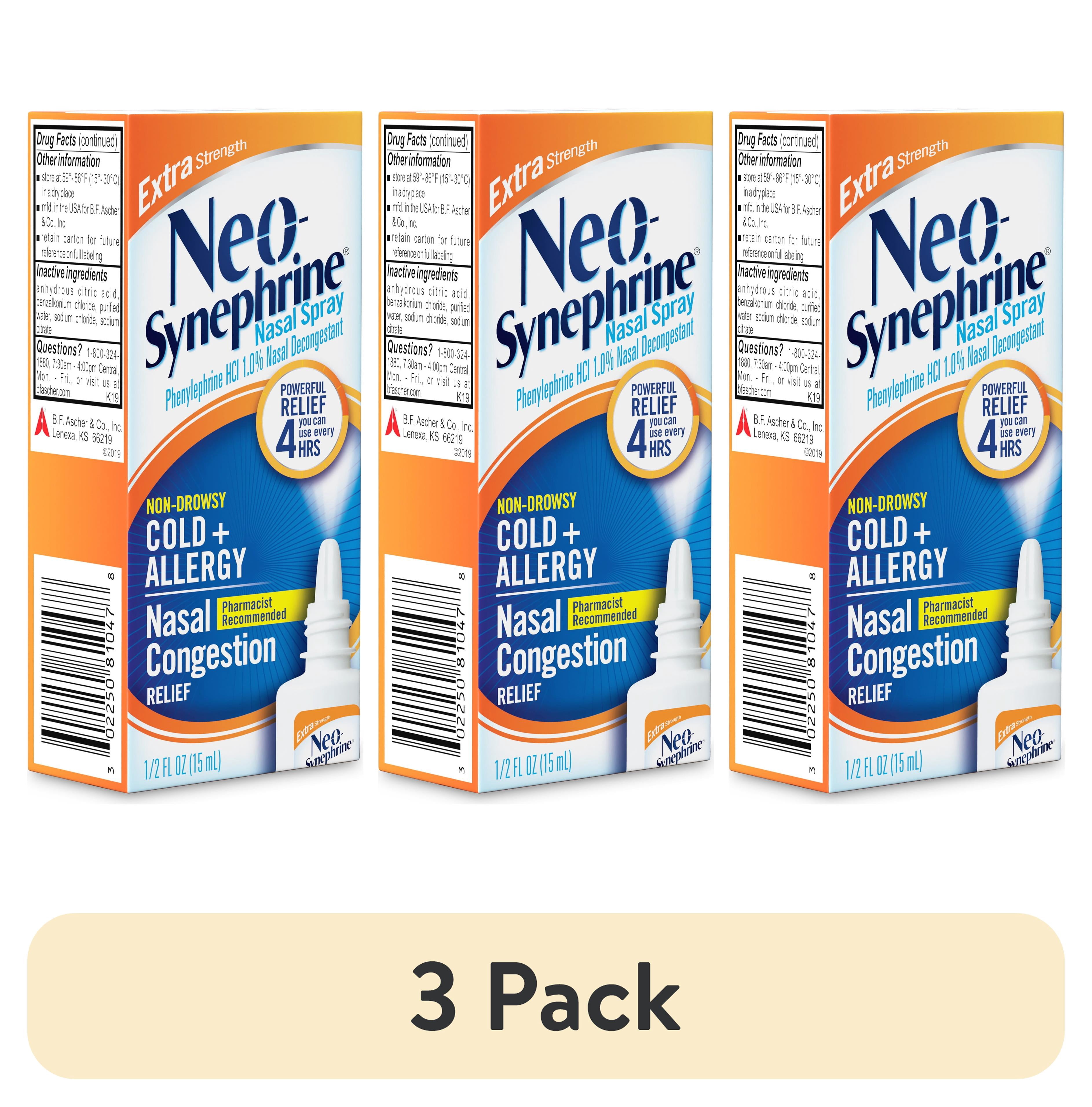 (3 pack) Neo-Synephrine Nasal Spray Extra Strength, Phenylephrine Nasal Spray, 0.5 oz