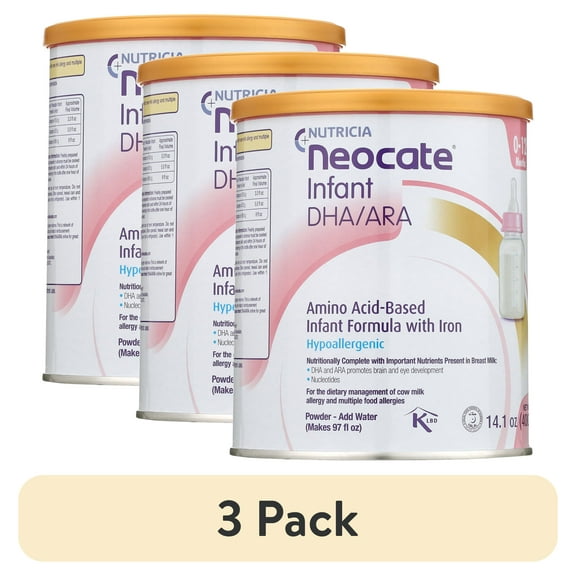 (3 pack) Neocate Infant - Hypoallergenic, Amino Acid-Based Baby Formula with DHA/ARA - 14.1 Oz Can
