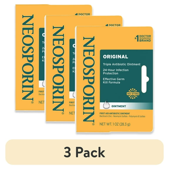 (3 pack) Neosporin Original First Aid Antibiotic Bacitracin Ointment, 1 oz