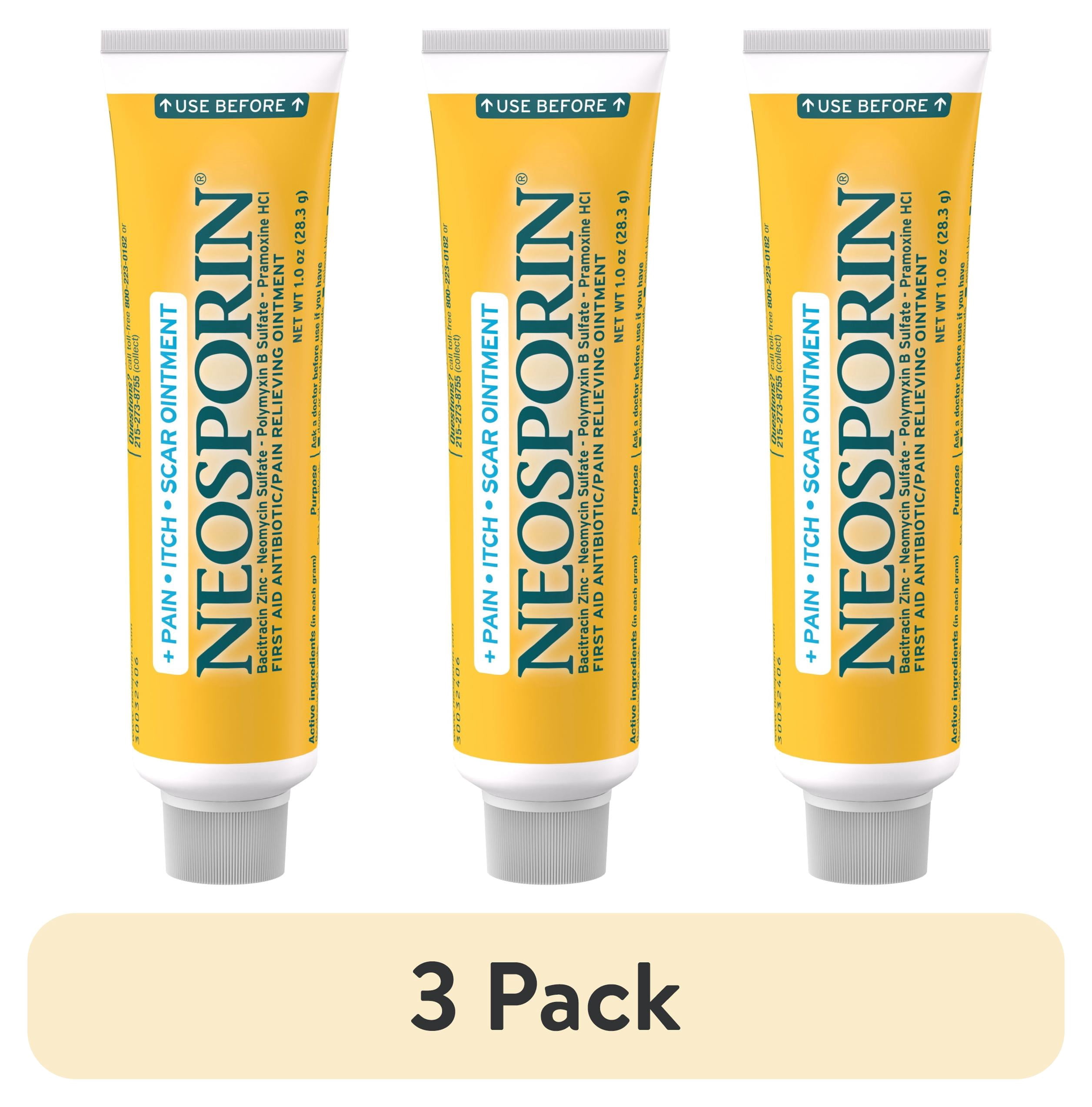 (3 pack) Neosporin + Pain, Itch, Scar First Aid Antibiotic Ointment, 1 oz