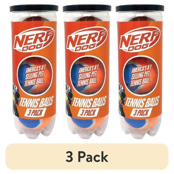 (3 pack) Nerf Dog Canister of Tennis Balls, Non-Squeak, 2.5 inch, 3 Pack