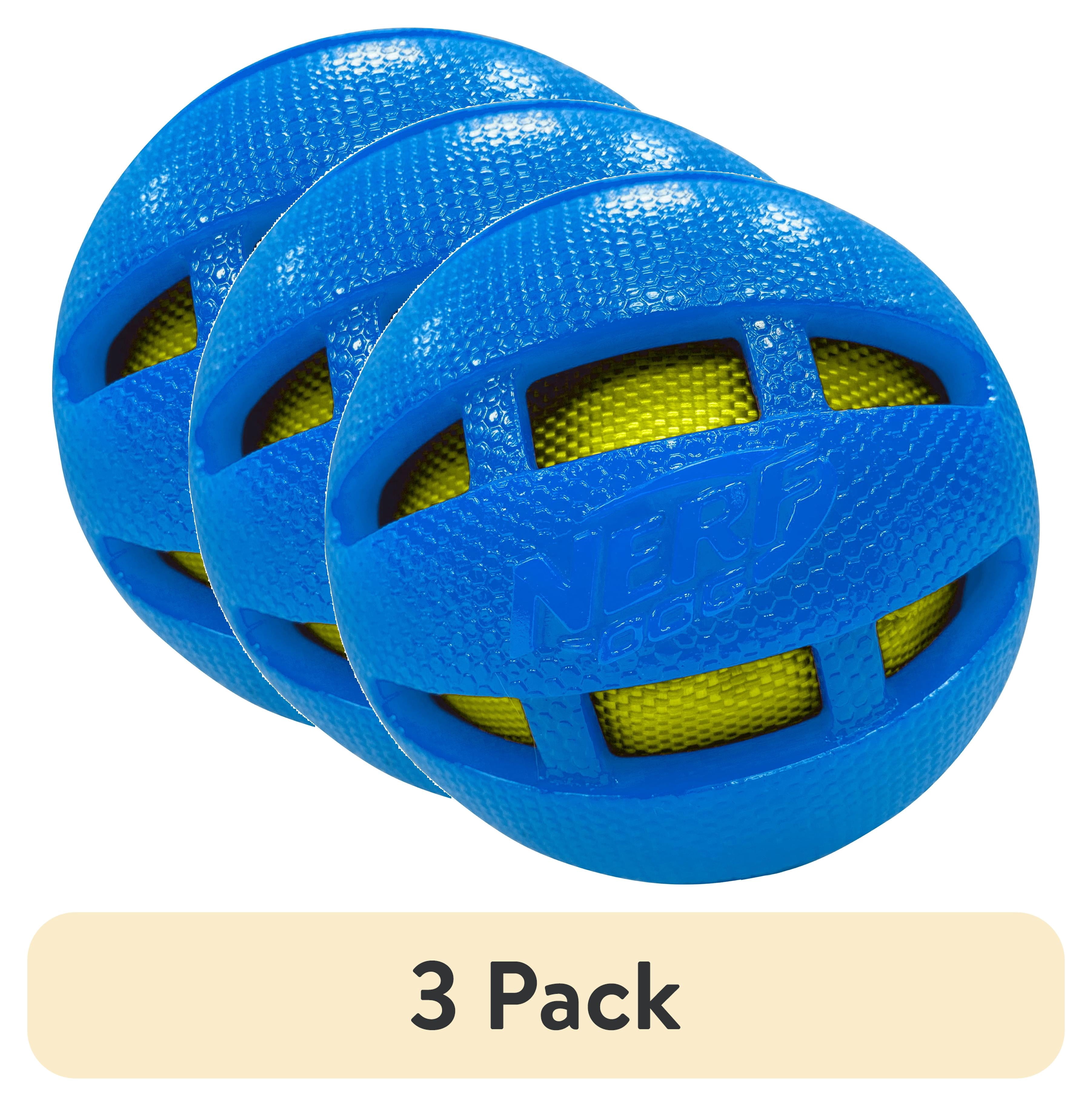 (3 pack) Nerf Dog Crunchable Squeak Ball, Blue, 3.8 inch