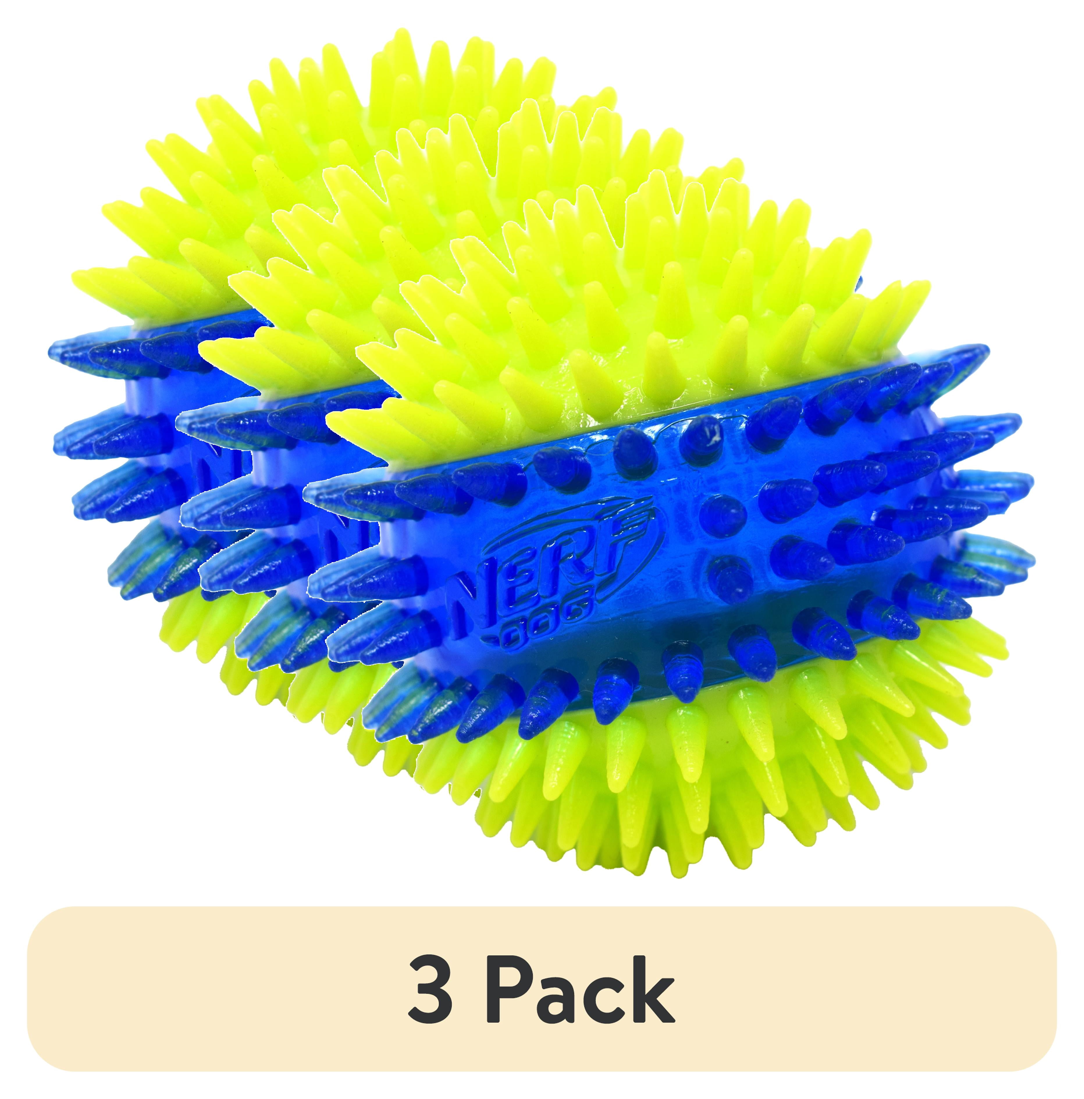 (3 pack) Nerf Dog LED Dental Spikes Light Up Squeak Ball Toy, 2.7 Inch