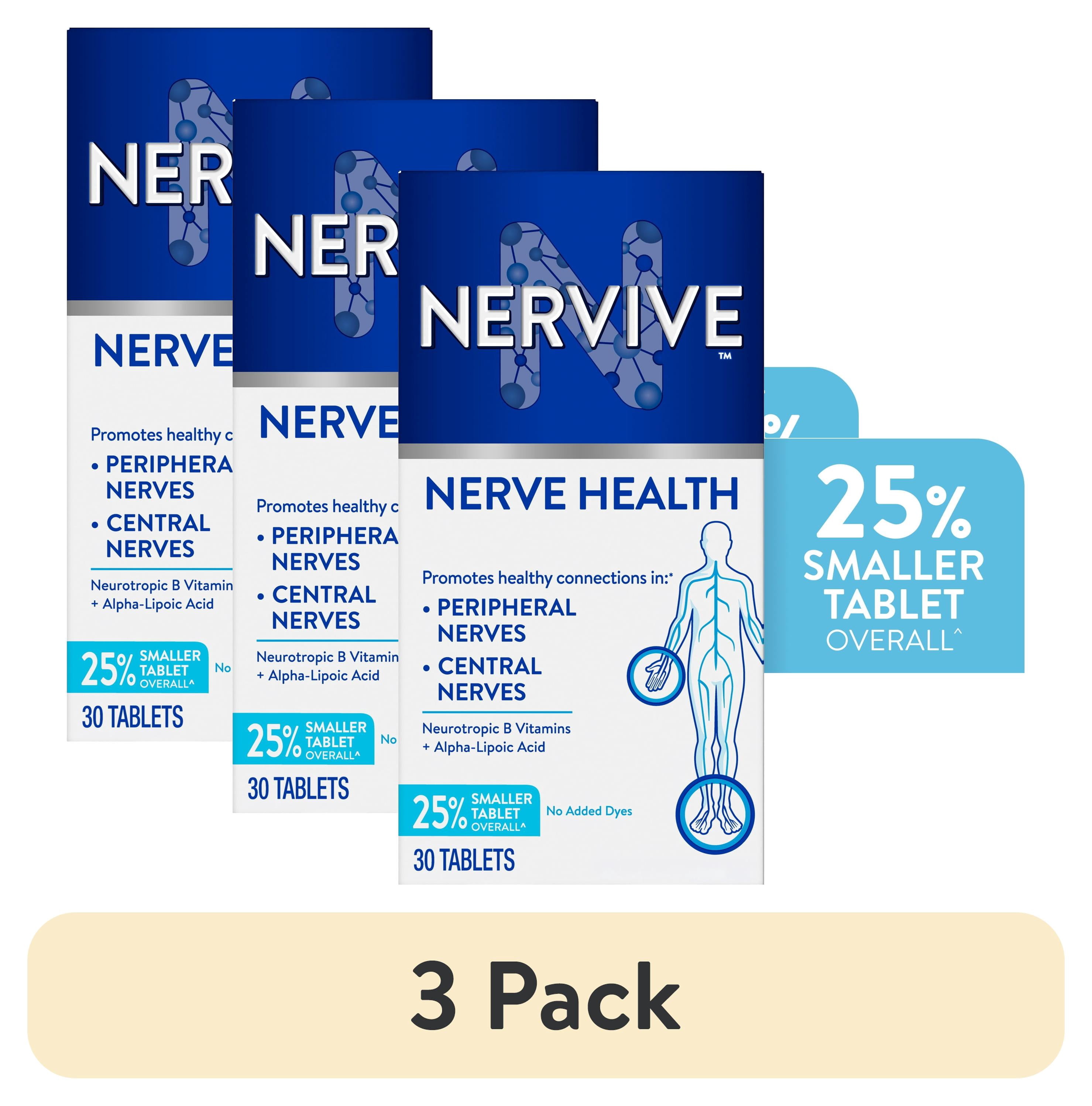 (3 pack) Nervive Nerve Health Tablets, Nerve Care with Vitamin B12, Vitamin B6, Vitamin B1 30 Count