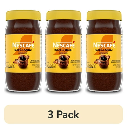 (3 pack) NESCAFÉ Café de Olla, Cinnamon Flavored Instant Coffee, 6.7 oz, 1 Jar