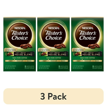 (3 pack) Nescafé Decaf Taster's Choice, Light Medium Roast Instant Coffee Packets, 5 Count