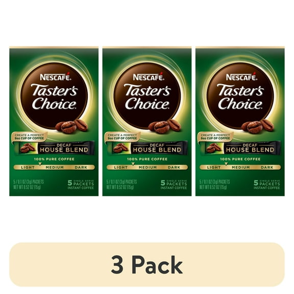 (3 pack) Nescafé Decaf Taster's Choice, Light Medium Roast Instant Coffee Packets, 5 Count