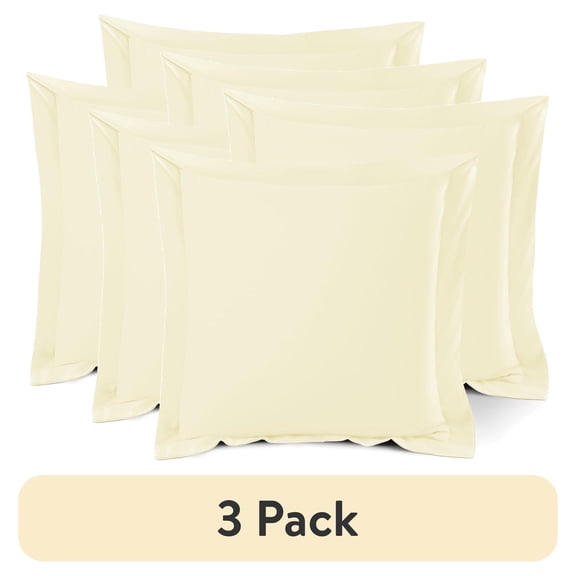 (3 pack) Nestl Pillow Sham Set of 2, Premium 1800 Series Double Brushed Bed Pillow Cases, Vanilly Yellow, Euro 26" X 26"