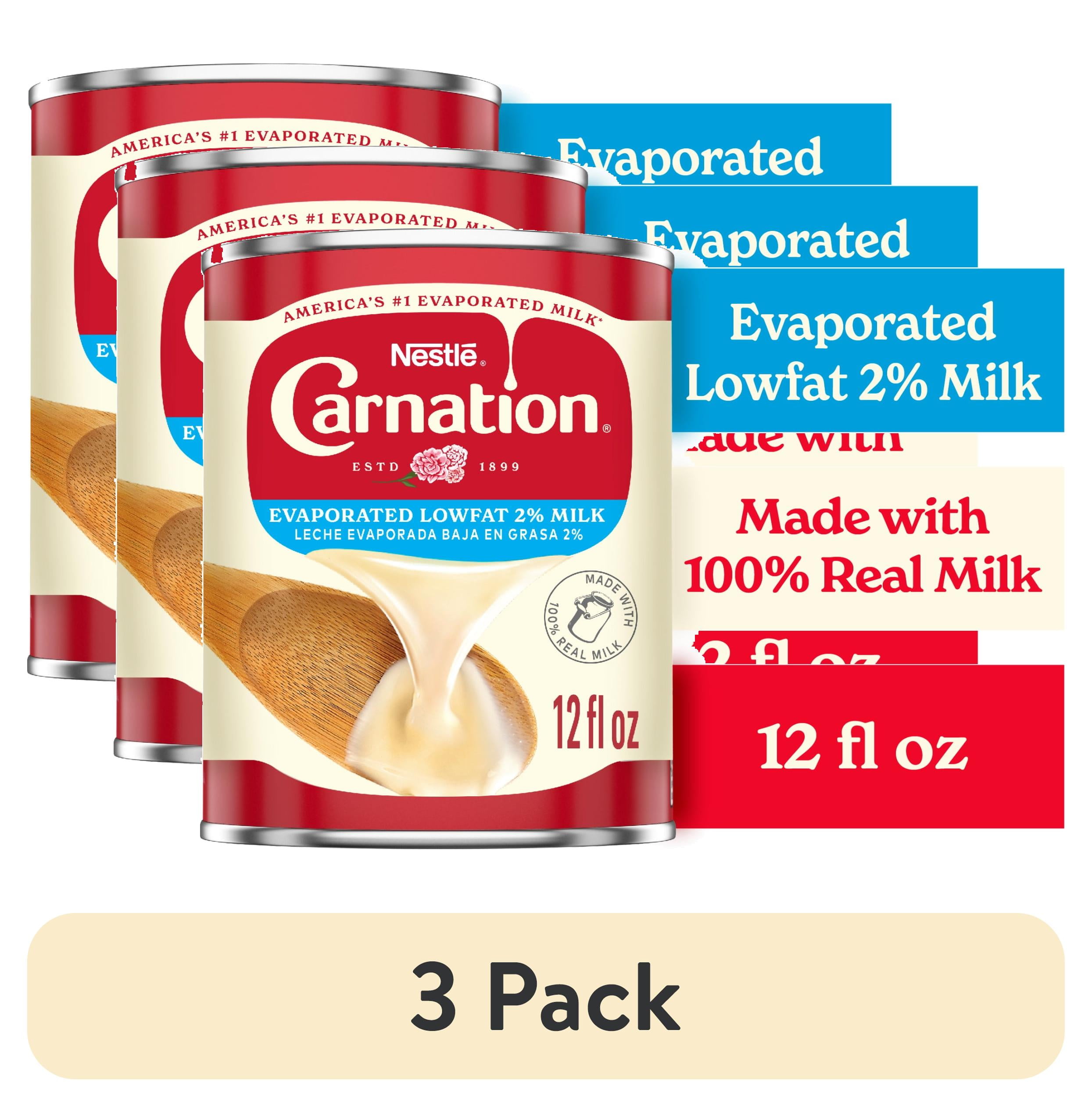 (3 pack) Nestle Carnation Vitamin D Added Evaporated Milk for Fall Baking, 12 fl. oz. Can