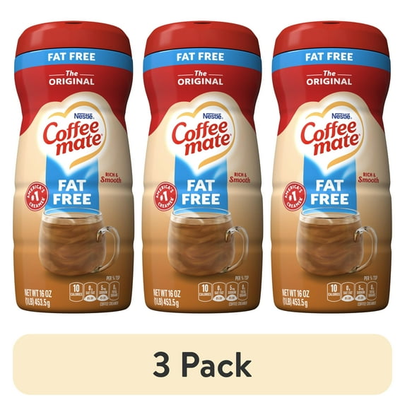 (3 pack) Coffee mate Original Fat Free Powder Coffee Creamer, 16 oz