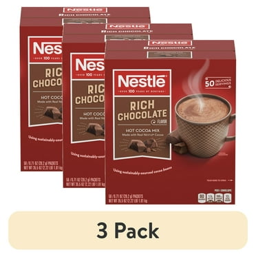 (3 pack) Nestle Hot Cocoa Rich Chocolate Drink Stir In Powder Mix, 0.71 oz, 50 Packets, 50 Servings