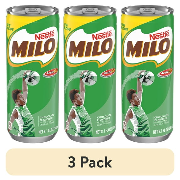 (3 pack) Nestle Milo Activ Go Instant Chocolate Flavored Nutritional Energy Drink, 8.1 fl oz, 1 Can