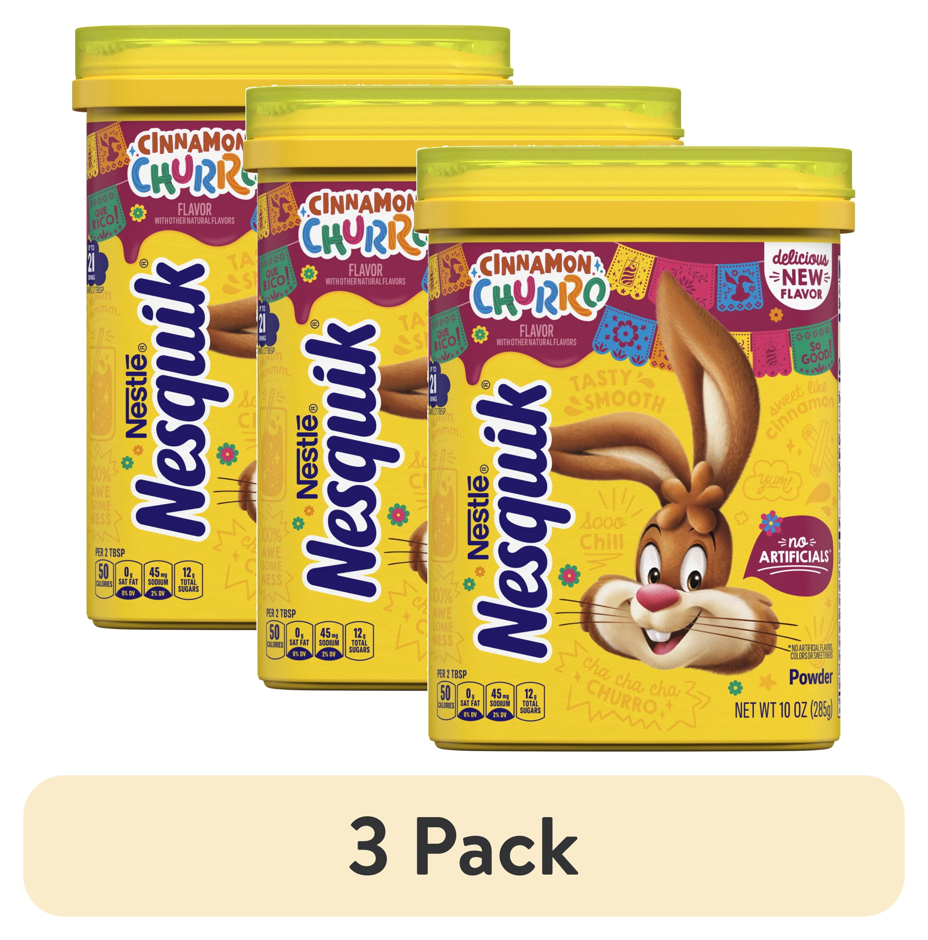 (3 pack) Nesquik Cinnamon Churro Flavor Powder Drink Mix, 21 Total Servings,  10 oz