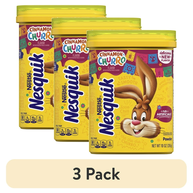 3 pack) Nesquik Cinnamon Churro Flavor Powder Drink Mix, 21 Total