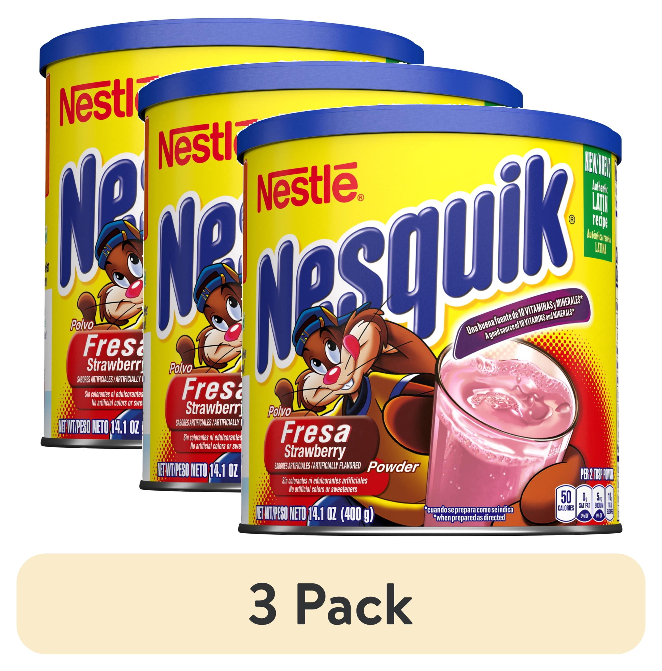 (3 pack) Nestle Nesquik Strawberry Flavor Powder Drink Mix, 14.1 oz