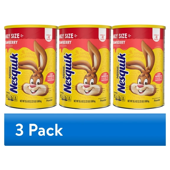 (3 pack) Nestle Nesquik Strawberry Flavor Powder Drink Mix, 35.5 oz