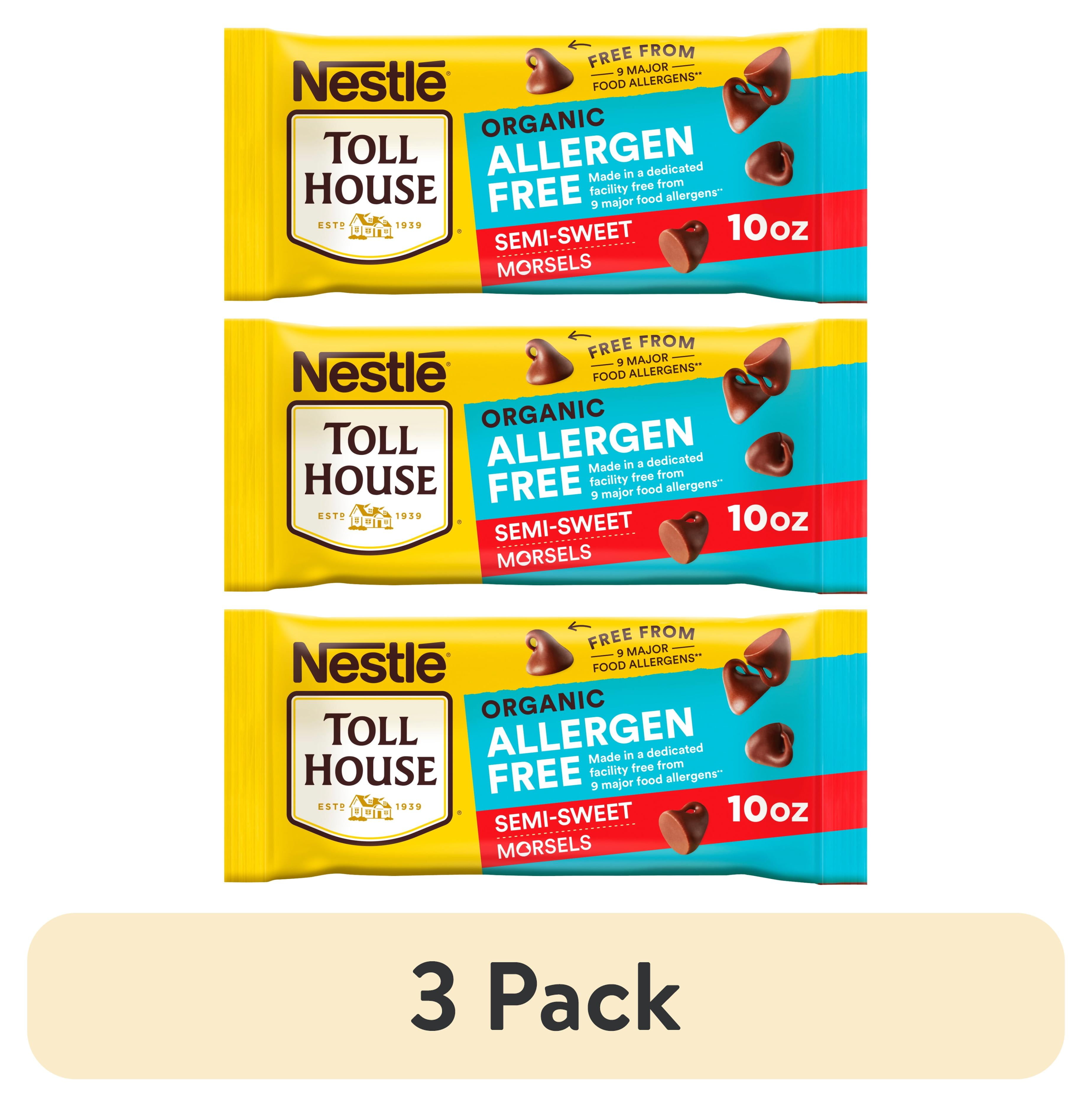 (3 pack) Nestle Toll House Organic Allergen Free Semi-Sweet Regular Chocolate Chips for Christmas Baking, 10 oz Bag