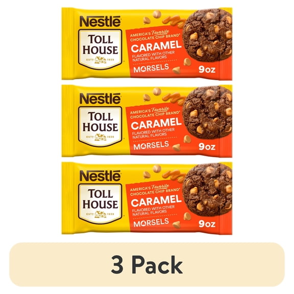 (3 pack) Nestle Toll House Caramel Flavored Morsels, Caramel Chips for Baking, Gluten Free 9 oz