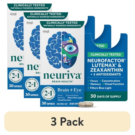 (3 pack) Neuriva Brain + Eye Health Supplement, Support for Brain Health & Eye Support, 30ct Capsules