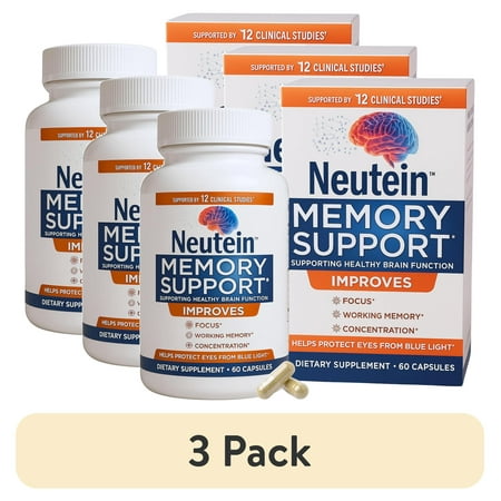 (3 pack) Neutein Natural Memory Support Supplement PhD Formulated Cognitive Support Plant Based 60 Capsules