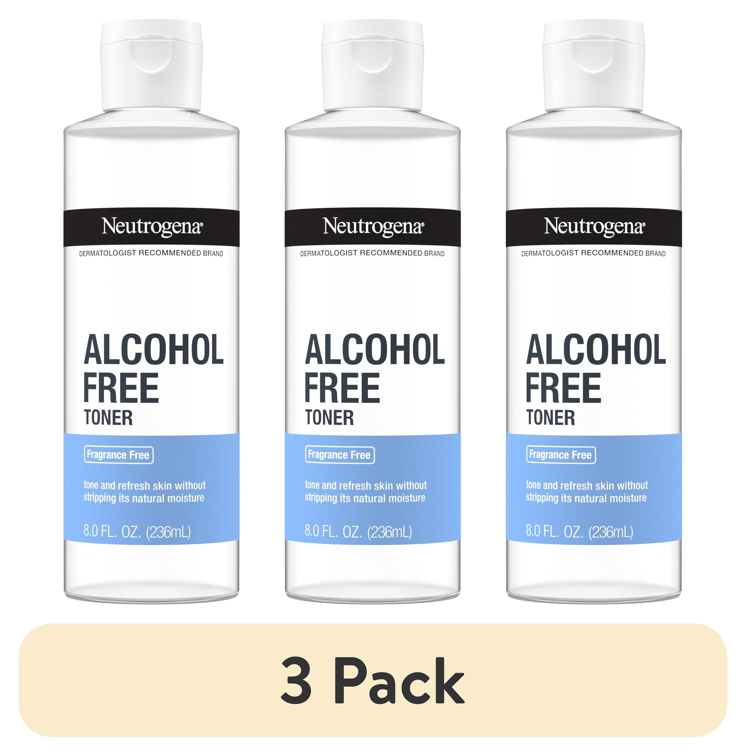 (3 pack) Neutrogena Alcohol-Free Daily Facial Toner, Skin Care for Face, Fragrance-Free, 8 oz