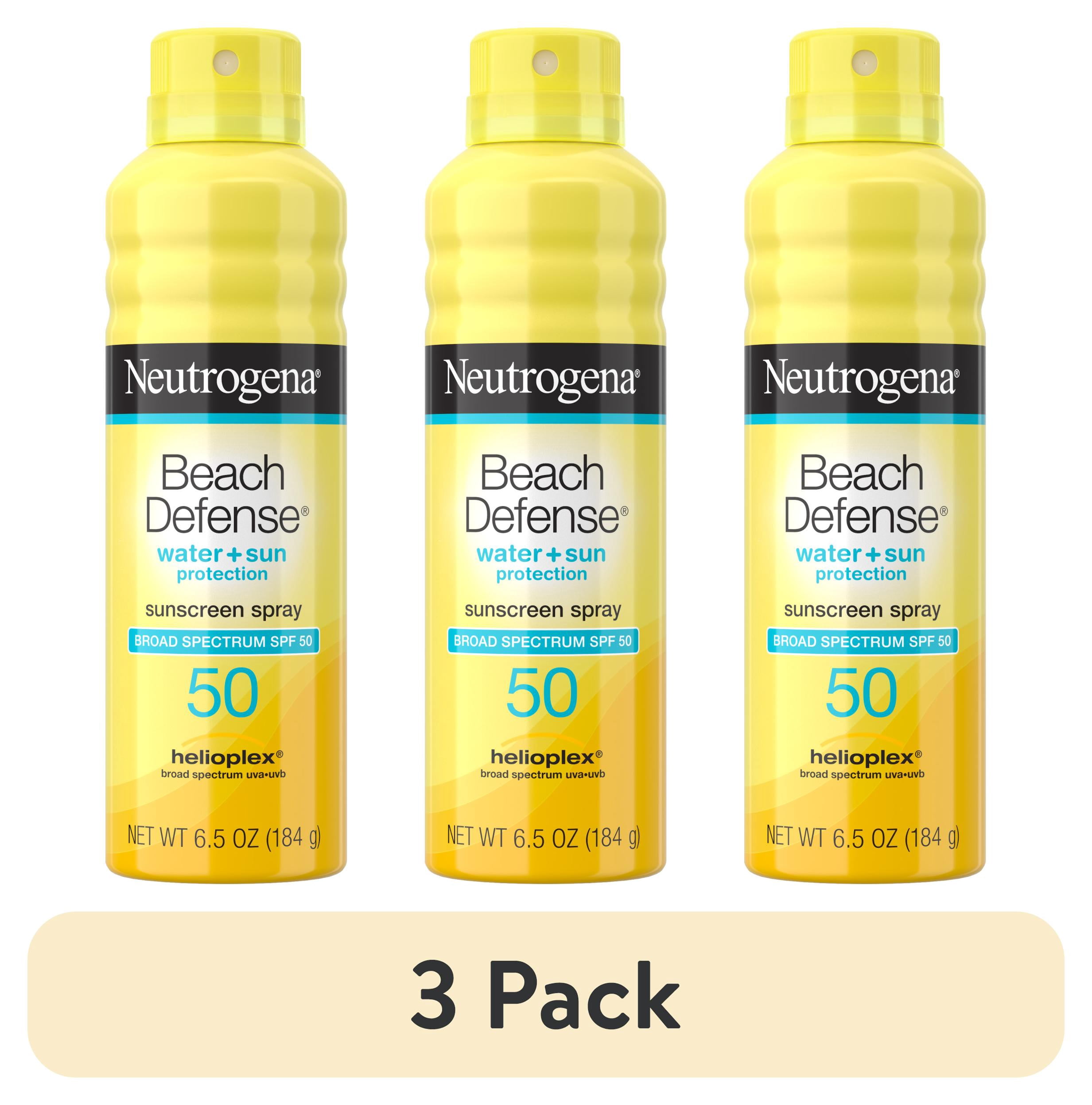 (3 pack) Neutrogena Beach Defense Sunscreen SPF 50 Body Sunscreen Spray Sun Protection, 6.5 oz