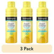 (3 pack) Neutrogena Beach Defense SPF 50 Body Sunscreen Spray, Beach Essentials Sun Care, 6.5 fl oz