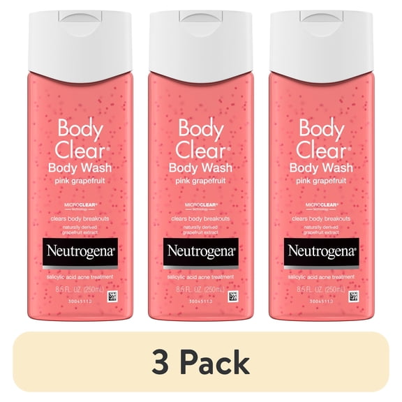 (3 pack) Neutrogena Body Clear Pink Grapefruit Acne Body Wash, 8.5 fl. oz