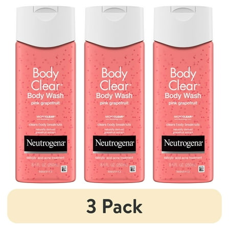 (3 pack) Neutrogena Body Clear Pink Grapefruit Acne Body Wash, 8.5 fl. oz