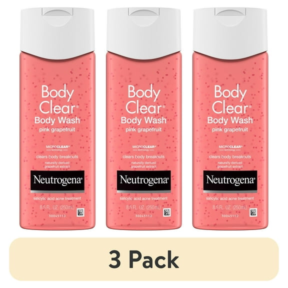 (3 pack) Neutrogena Body Clear Pink Grapefruit Acne Body Wash, 8.5 fl. oz