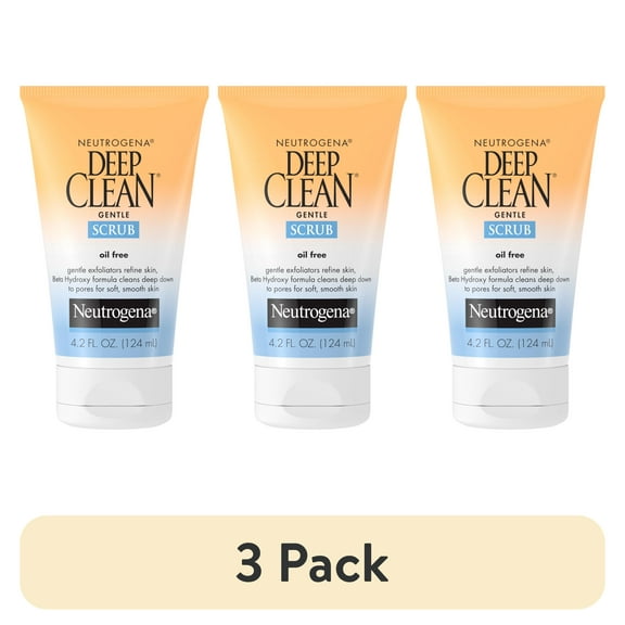 (3 pack) Neutrogena Deep Clean Gentle Facial Scrub, Oil free Cleanser 4.2 fl. oz