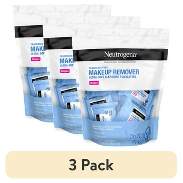(3 pack) Neutrogena Fragrance-Free Makeup Remover Face Wipe Singles, 20 Ct