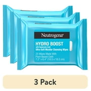 (3 pack) Neutrogena Hydro Boost Makeup Remover Wipes & Face Cleansing Towelettes, 25 Count