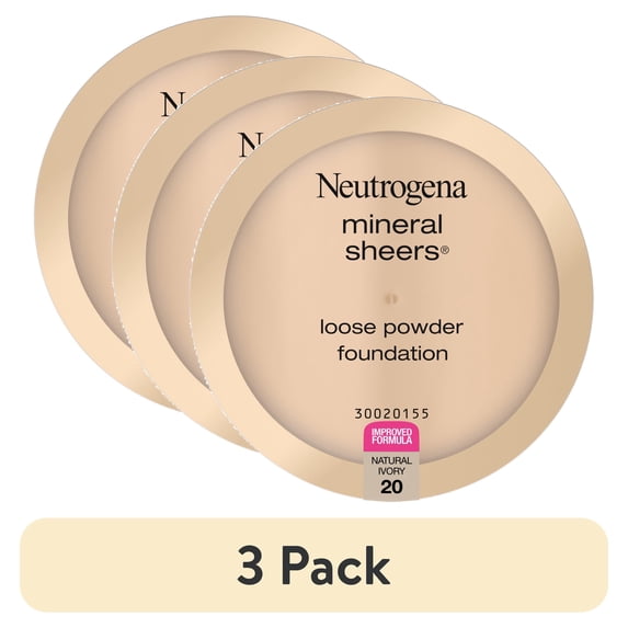 (3 pack) Neutrogena Mineral Sheers Loose Powder Foundation, Natural Ivory 20, .19 oz