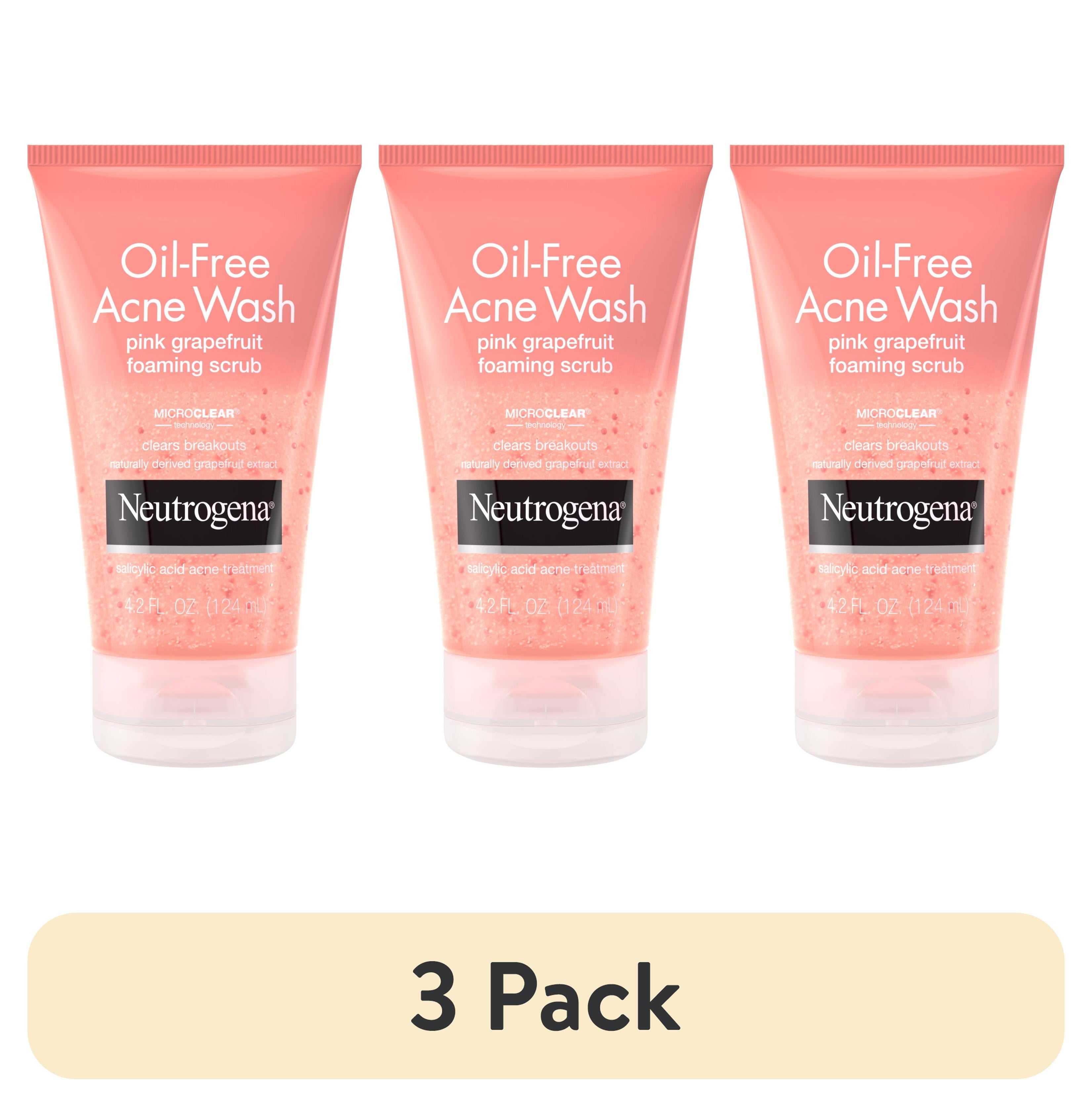 (3 pack) Neutrogena Oil-Free Pink Grapefruit Face Scrub, Salicylic Acid Acne Face Wash, 4.2 fl oz
