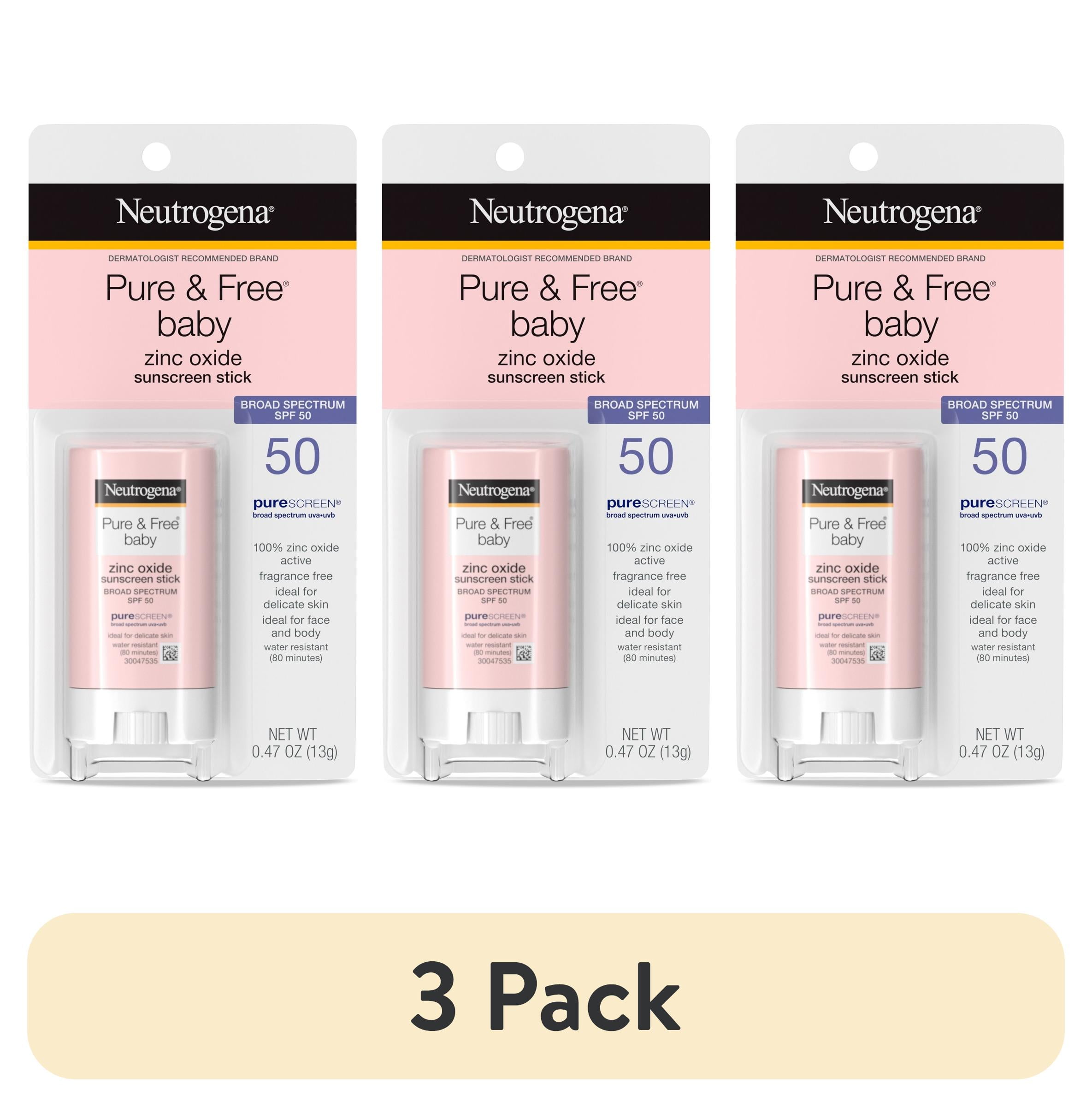 (3 pack) Neutrogena Pure & Free Baby Mineral Sunscreen Stick, SPF 50, 0 ...