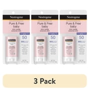 3 pack Neutrogena Pure & Free Baby Mineral Sunscreen Stick, SPF 50, 0.47 oz